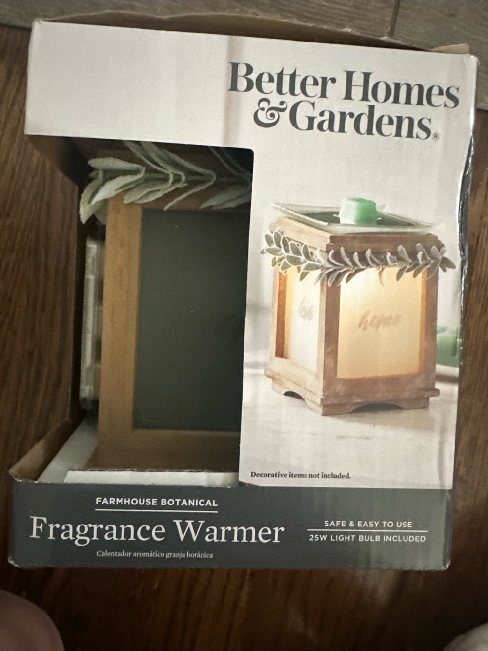 Better Homes And Gardens Brown Wood Fragrance Warmer with Green Leaf Accent